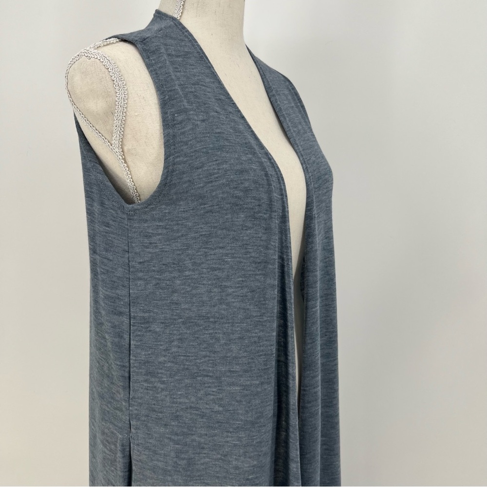 Lularoe Vest Womens XS Blue White Joy Duster Sweater Sleeveless Cardigan Ladies - Picture 4 of 10